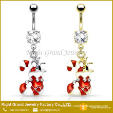 Holiday Jewelry Christmas Socks Jewelry Cubic Zirconia Dangle Belly Button Ring